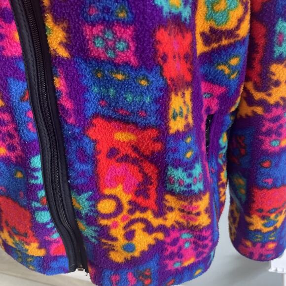 Vtg Obermeyer Women’s Full Zip Colorful Graphic Pullover Fleece Jacket No Size L - Picture 7 of 16